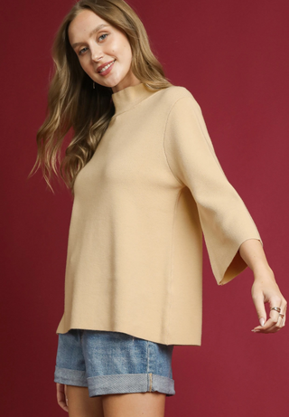 Mock Neck Knit Pullover Sweater