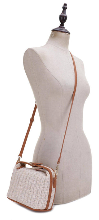 Tammy Buckle Handle Straw Crossbody Bag