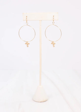 Cassidey CZ Cross Hoop Earrings