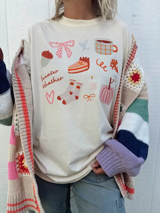 Sweater Weather Fall Icons Tee