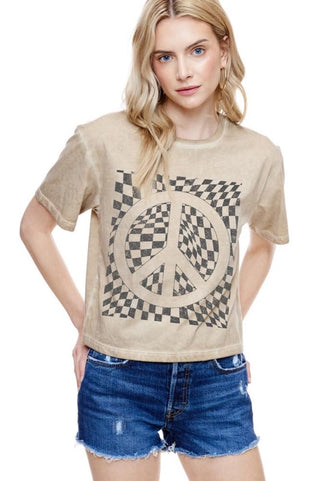 Checkered Peace Sign Tee
