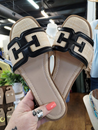 Harper Raffia Slide Sandals