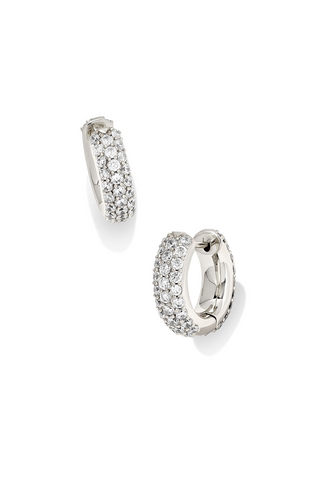Mikki Pave Huggie Earrings in Silver