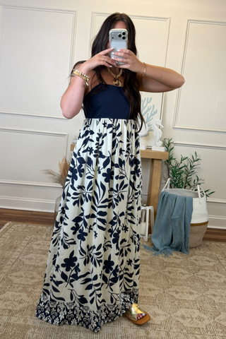 Mediterranean Muse Leaf Maxi Dress