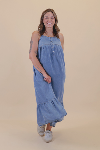 Willow Breeze Chambray Midi Dress