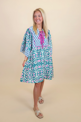 Emerald Garden Embroidered Mini Dress