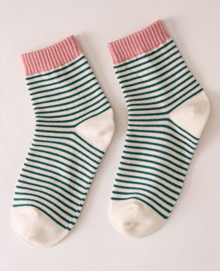 Striped Ribbed Ankle Crew Socks