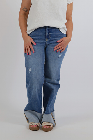 Fallon High-Rise Ankle Wide Cuffed Jeans