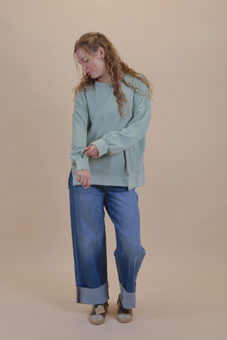 Sage Ribbed Boatneck Sweater