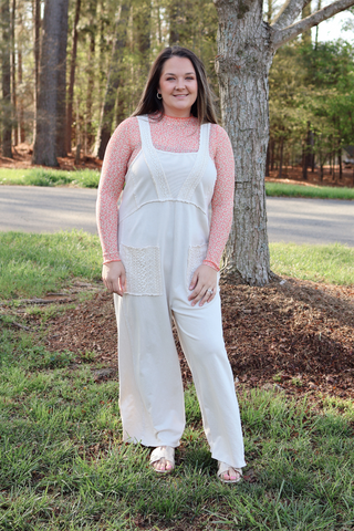 Mineral Washed Lace Boho Jumpsuit