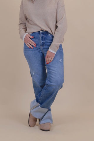 Fallon High-Rise Ankle Wide Cuffed Jeans