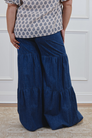 Free Flow Tiered Denim Pants