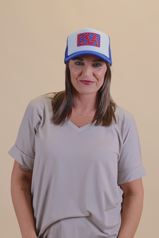 USA Polka Dot Patch Trucker Hat