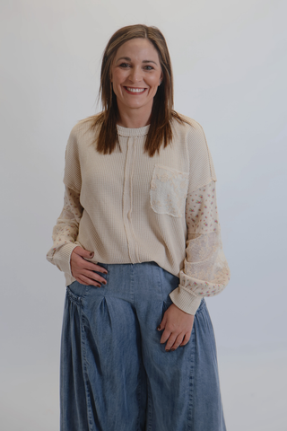 Lace & Waffle Harmony Pullover