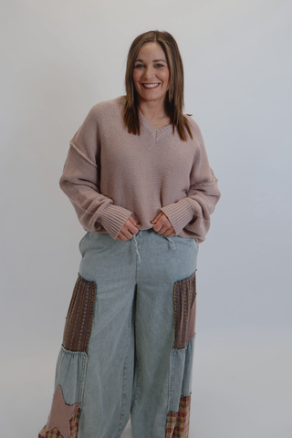 Blush Haven V-Neck Sweater in plus