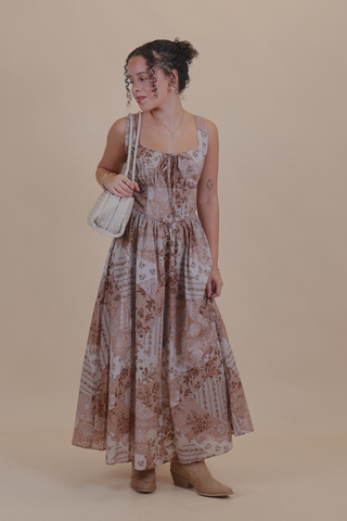 Vintage Meadow Corset Midi Dress