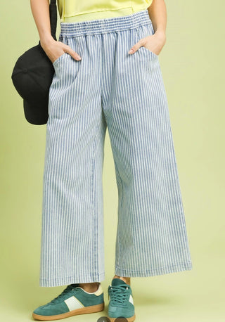 Harbor Lane Stripe Wide Leg Pants Plus