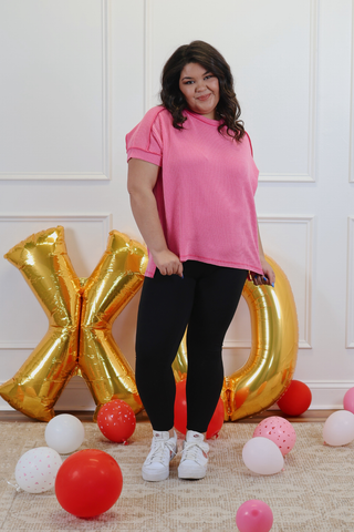 Callie Raised Rib Raw Edge Top