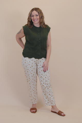 Sweet Scallop Button Front Sweater Vest