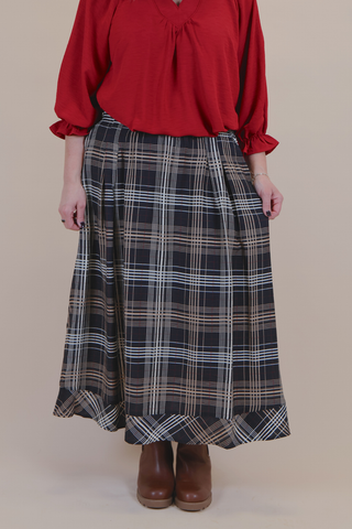 Bookshop Plaid Midi Skirt