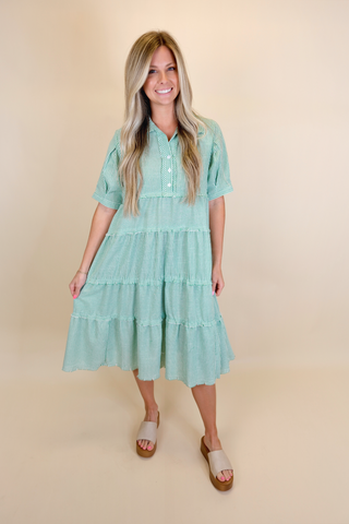 Jade Stripe Tiered A-line Dress