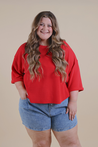 Comfort Waffle Knit Top in Plus