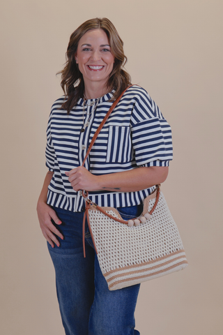 Harbor Stripe Button Top