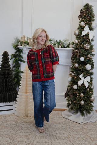 Cozy Charm Plaid Knit Top