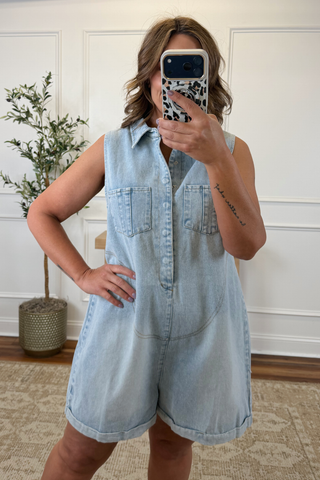 Freedom Washed Denim Romper