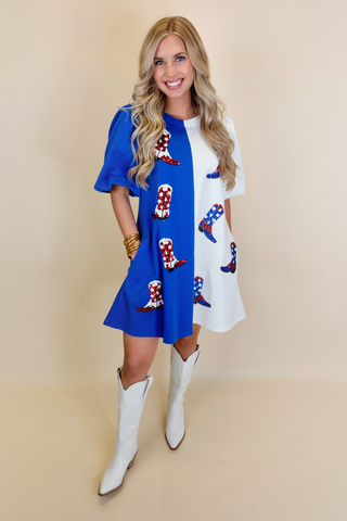 Patriotic Cowgirl Colorblock Dress