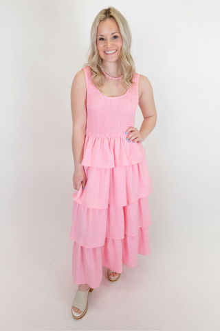 Ruffled Radiance Dress - Baby Pink