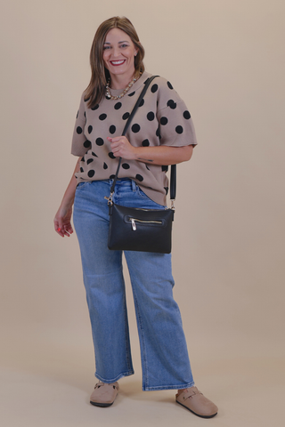 Taupe Dot Sweater Top