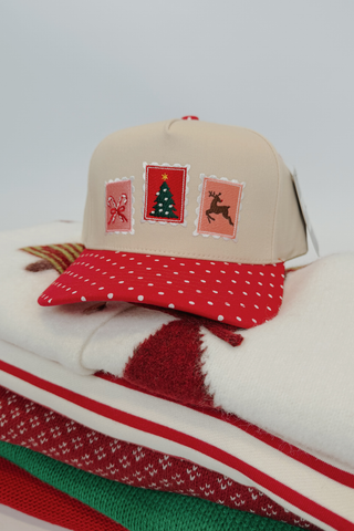 Merry Mail Christmas Stamp Trucker Hat