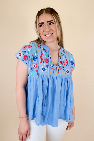 Aztec Embroidered Top
