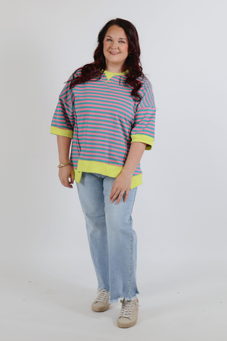 Bright Side Stripe Oversized Knit Top