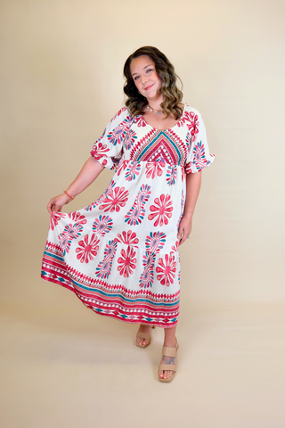 Berry In Love Smocked Midi Dress