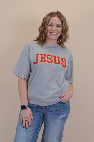 Jesus Mineral Wash Oversized Graphic Tee