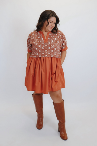Autumn Bloom Mini Dress