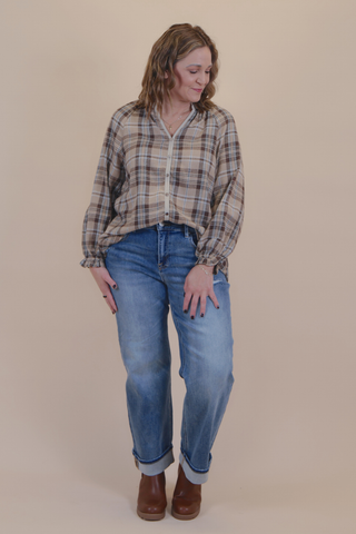 Hearth & Home Plaid Button Down Top