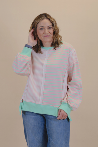 Sweet Mint Stripe Top in Plus.