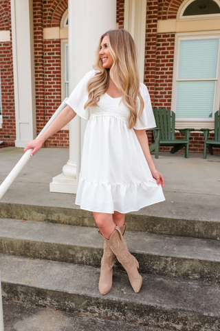 Sweetheart Smocked Mini Dress