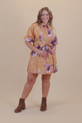 Autumn Bloom Shirt Dress