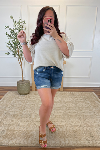 Bristol Mid Rise Distressed Cuffed Shorts