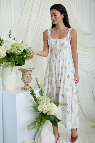 Ivory Bloom Corset Midi Dress – Pretty Please Boutique