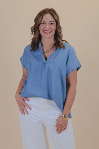 Clearwater Chambray Blouse in Plus