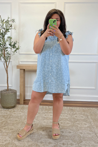 Bluebell Ruffle Chambray Tunic
