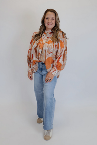 Geometric Paisley Patchwork Top