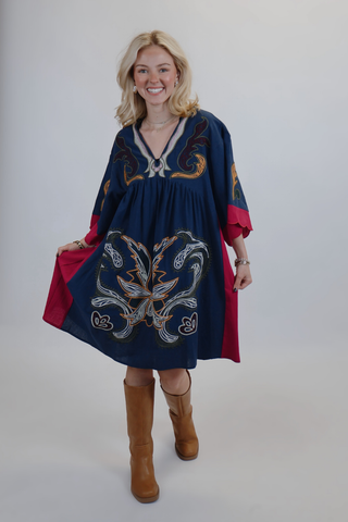 Boho Embroidered Tunic Dress