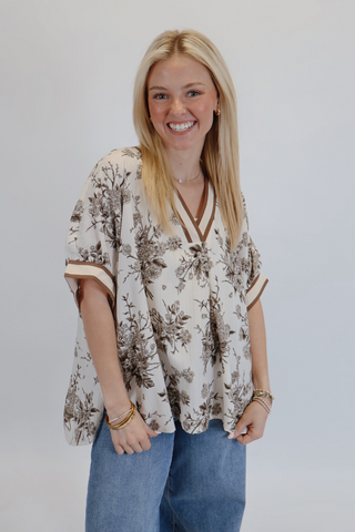 Vintage Bloom V-Neck Blouse