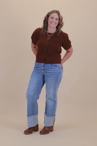 Chestnut Charm Sweater Cardigan
